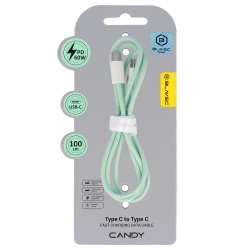Blavec Cable Candy braided - Type C to Type C - PD 60W 3A 1 metre Apple CarPlay/Android Auto (CCA-CC3GN10) green