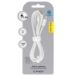 Blavec Cable Candy braided - USB to Lightning - 2,4A 1 metre Apple CarPlay (CCA-UL24W10) white