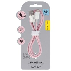 Blavec Cable Candy braided - USB to Lightning - 2,4A 2 metres Apple CarPlay (CCA-UL24P20) pink