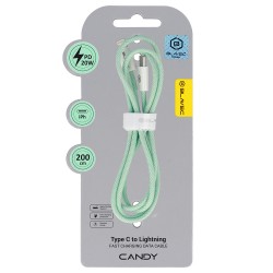 Blavec Cable Candy braided - Type C to Lightning - PD 20W 2,4A 2 metres Apple CarPlay (CCA-CL24GN20) green