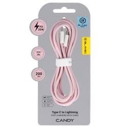 Blavec Cable Candy braided - Type C to Lightning - PD 20W 2,4A 2 metres Apple CarPlay (CCA-CL24P20) pink