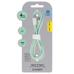 Blavec Cable Candy braided - Type C to Type C - PD 60W 3A 3 metres Apple CarPlay/Android Auto (CCA-CC3GN30) green