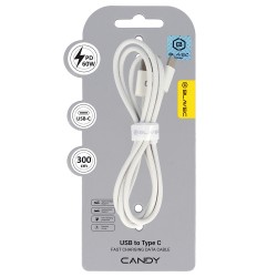 Blavec Cable Candy braided - USB to Type C - PD 60W 3A 3 metres Apple CarPlay/Android Auto (CCA-UC3W30) white