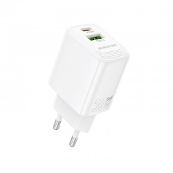 Borofone Wall charger BN29 Fuente - USB + Type C - QC 3.0 PD 30W white