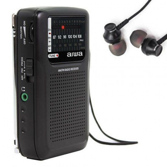 AIWA POCKET RADIO WITH EARPHONES BLACK AIWA POCKET RADIO WITH EARPHONES BLACK