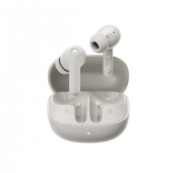 QCY Air White Semi-Ear TWS Earbuds, quad Mic ENC multi-point connection, leather grain case