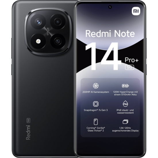 XIAOMI REDMI NOTE 14 PRO + 5G 512GB ROM/12GB RAM MIDNIGHT BLACK EU