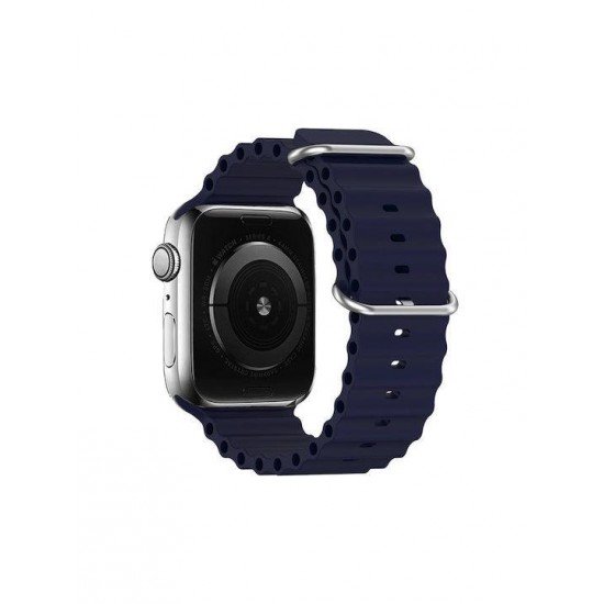 (Apple Watch 42/44/45/49mm) Design 1 Λουράκι Σιλικόνης Navy Μπλε