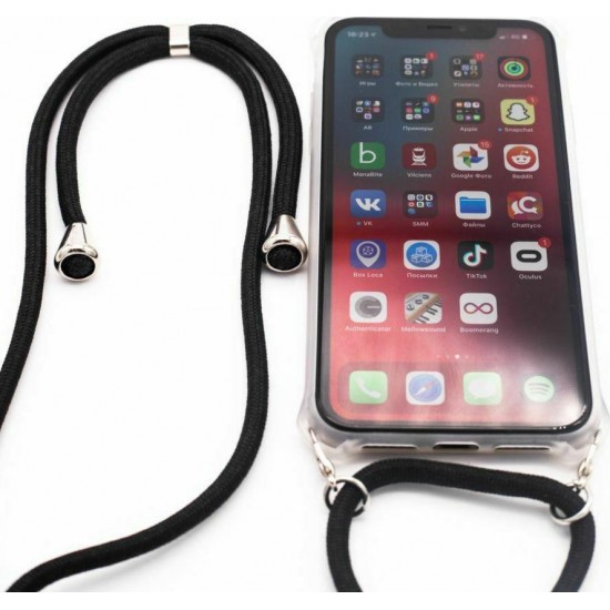 (iPhone 11 Pro) Evelatus Case with rope Black Transparent