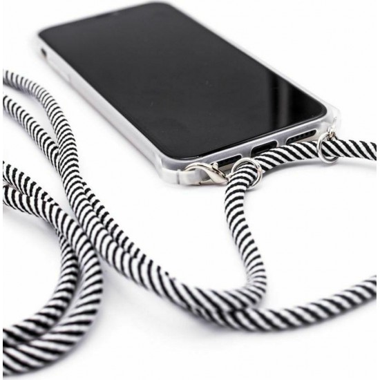 (iPhone 11 Pro Max) Case with rope Black Stripes Transparent