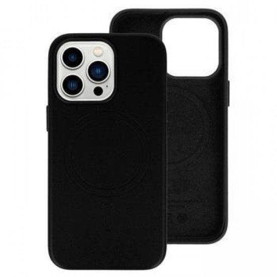 (iPhone 13 Pro) OEM Back Cover Magsafe Leather Black