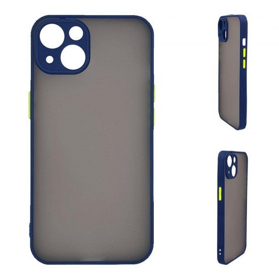 (iPhone 15) Sonique Back Cover Button Bumper Blue
