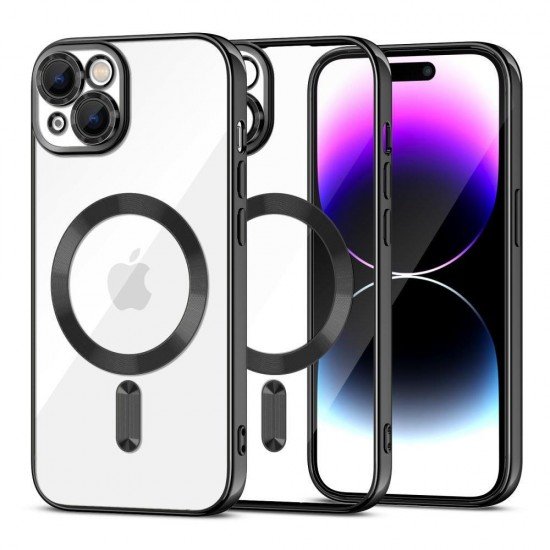 (iPhone 15 Plus) Tech-Protect Back Cover Magshine Silicone Magsafe Black-Transparent