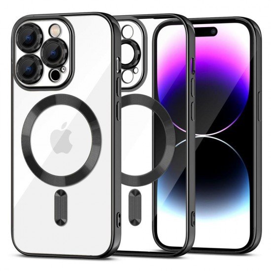 (iPhone 15 Pro) Tech-Protect Back Cover Magshine Silicone Magsafe Black-Transparent