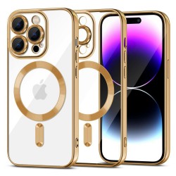 (iPhone 15 Pro) Tech-Protect Back Cover Magshine Silicone Magsafe Gold-Transparent