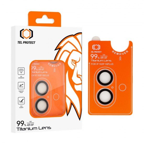 (iPhone 16/16 Plus) Tel Protect Titanium Lens 99% AR Camera Tempered Glass Transparent