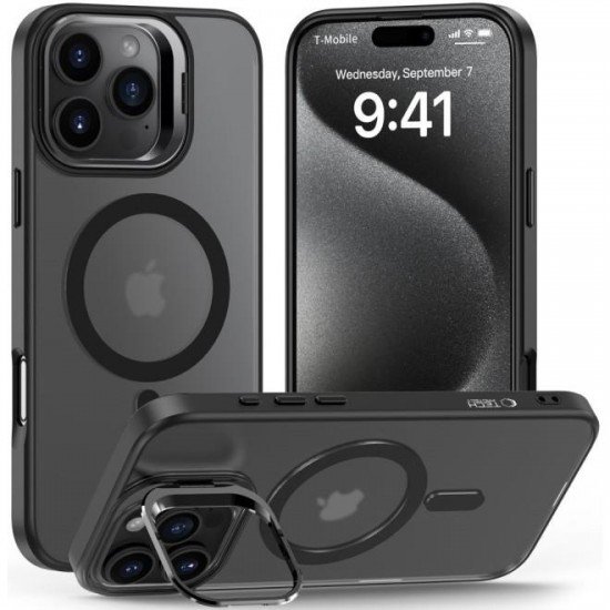 (iPhone 16 Pro) Tech-Protect Back Cover MagStand Σκληρή Ημιδιάφανη με MagSafe & KickStand - Matte Black