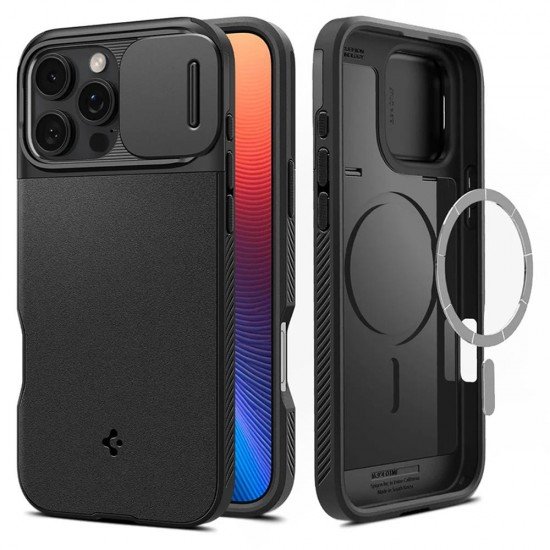 (iPhone 16 Pro Max) Spigen Back Cover Optik Armor MagSafe Black