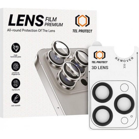(iPhone 17 Pro/17 Pro Max) Tel Protect 3D Lens Camera Tempered Glass Black