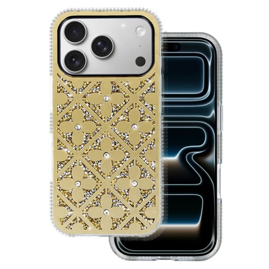 (Samsung Galaxy A16 4G/5G) OEM Back Cover Flower Glamour Strass Gold