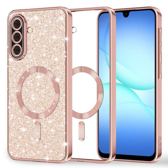 (Samsung Galaxy A17 5G/4G) Techsuit Back Cover Luxury Glitter MagSafe Rose Gold