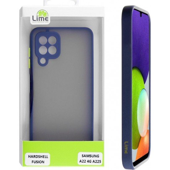 (Samsung Galaxy A22 4G) Lime Back Cover Hardshell Camera Guard Blue Lime