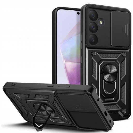 (Samsung Galaxy A35) Tech-Protect Back Cover Ανθεκτική Ring Holder Camshield Pro Black