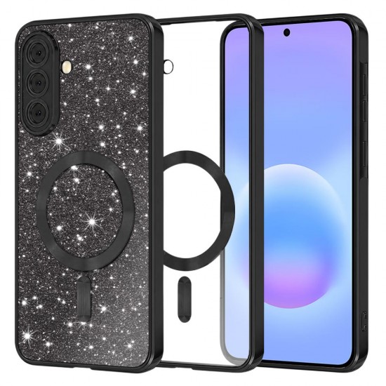 (Samsung Galaxy A57 5G) Techsuit Back Cover Luxury Glitter MagSafe Black