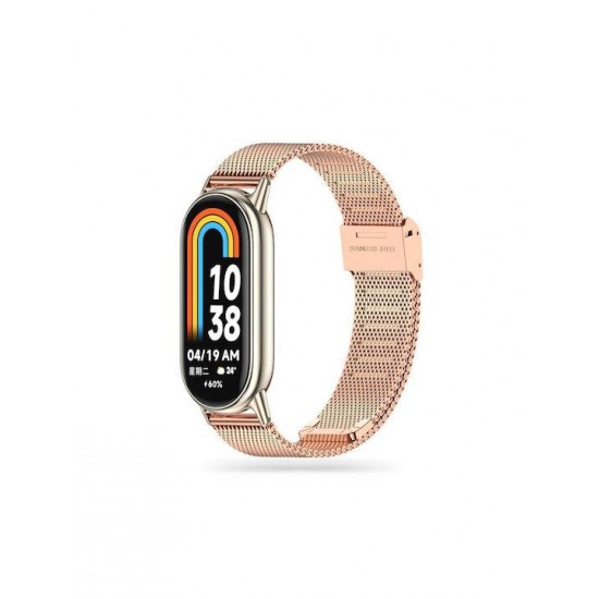 (Smart Band 8 / 8 NFC) Tech-Protect MILANESEBAND Λουράκι Ανοξείδωτο Ατσάλι Ροζ Χρυσό
