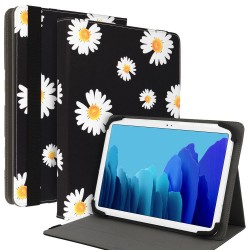 (Universal 10'') Wonder Canvas Flip Cover Black Daisies