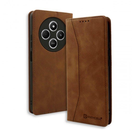 (Xiaomi Redmi 14C/Poco C75) Bodycell Book Cover Δερματίνης Καφέ