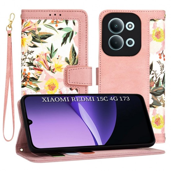 (Xiaomi Redmi 15C 4G/5G) Techsuit Book Cover FlipCraft Sweetheart Pink