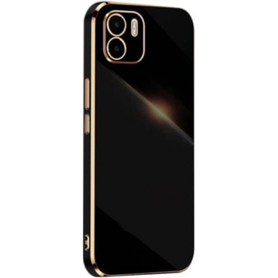 (Xiaomi Redmi A1 / A2) Bodycell Back Cover Gold Plated Σιλικόνης Μαύρο