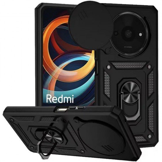 (Xiaomi Redmi A3) Techsuit Back Cover Camshield Black