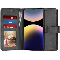 (Xiaomi Redmi Note 14 Pro 4G) Techsuit Book Cover Fancy Diary Black