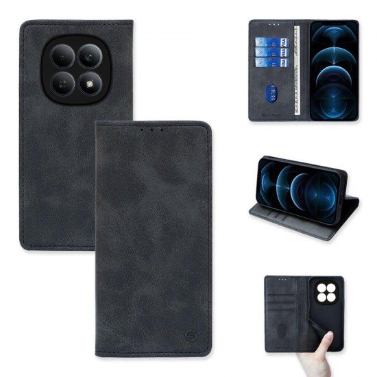(Xiaomi Redmi Note 15 4G/5G/Poco M8 5G) Sonique Book Vintage Magnet Wallet Black