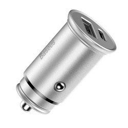 Baseus Car Charger Circular Metal 1xUSB-A 1xType-C Silver Baseus Car Charger Circular Metal 1xUSB-A 1xType-C Silver