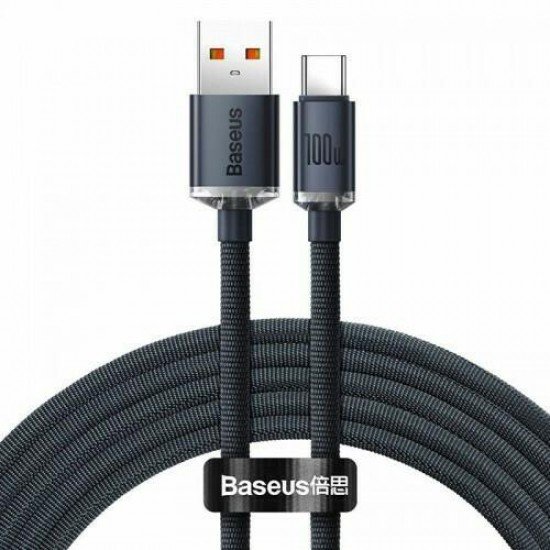 Baseus Crystal Shine Braided USB 2.0 Cable USB-C male - USB-A male Μαύρο 2m Baseus Crystal Shine Braided USB 2.0 Cable USB-C male - USB-A male Μαύρο 2m