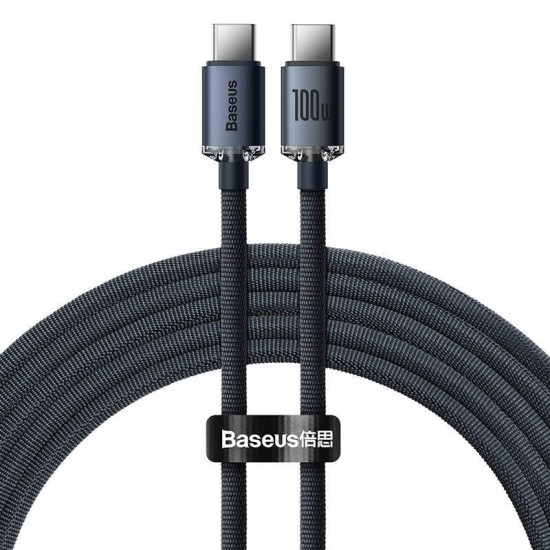 Baseus Crystal Shine Braided USB 2.0 Cable USB-C male - USB-C male Μαύρο 1.2m Baseus Crystal Shine Braided USB 2.0 Cable USB-C male - USB-C male Μαύρο 1.2m