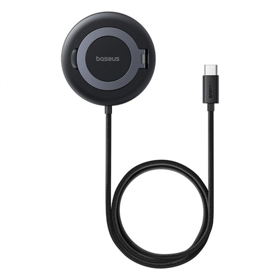 Baseus Magnetic Wireless Charger Simple Mini4 Universal with Stand USB-C, Qi2 15W, 1m Cosmic Black
