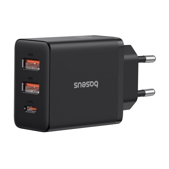 Baseus Wall Charger GaN 2x USB Type-C Fast Charging 30W Cluster Black