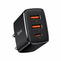 Baseus  CCXJ-E01 Wall Adapter 2χUSB-A & USB-C 30W  Μαύρος