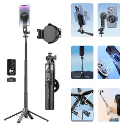 Blavec Selfie Stick Aluminium Fusion P-06 Magsafe tripod + remote control + holder 1,34m Black