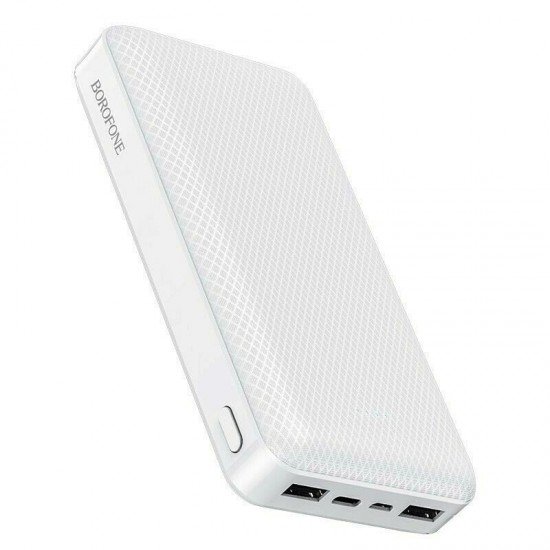 Borofone BJ3A Power Bank 20000mAh με 2 Θύρες USB-A Λευκό