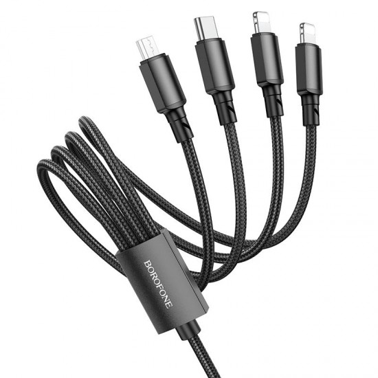 Borofone Cable BX72 4 in 1 - USB to Type C, Micro USB, 2xLightning - 2A 1m Black