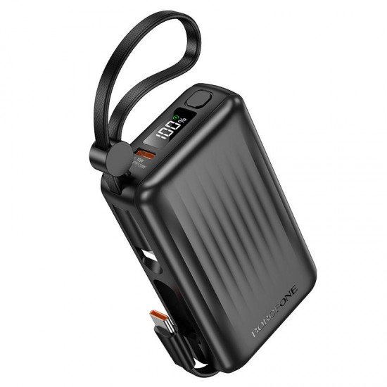 Borofone Power Bank 10000mAh BJ70 Source - Type C - PD 20W with Type C and Lightning cables black Borofone Power Bank 10000mAh BJ70 Source - Type C - PD 20W with Type C and Lightning cables black