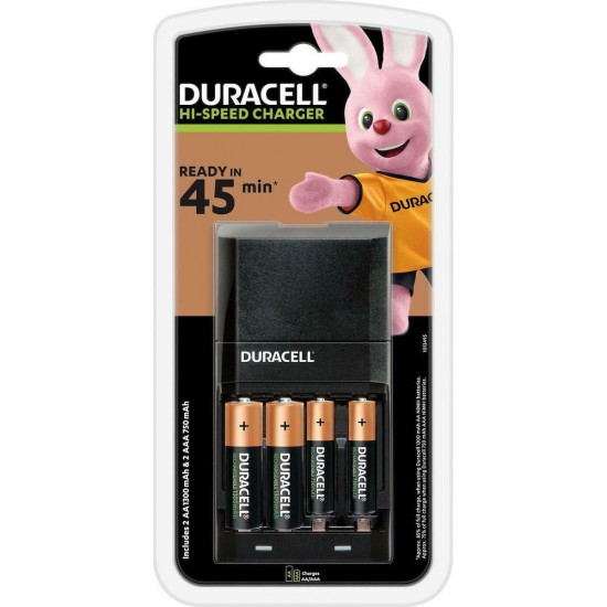 Duracell CEF27 Φορτιστής 4 Μπαταριών Ni-MH Μεγέθους AA/AAA Σετ 2x AA 1300mAh και2x AAA 750mAh Duracell CEF27 Φορτιστής 4 Μπαταριών Ni-MH Μεγέθους AA/AAA Σετ 2x AA 1300mAh και2x AAA 750mAh