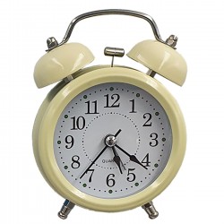 Επιτραπέζιο Ρολόι Ξυπνητήρι Μεταλλικό 12cm Άσπρο