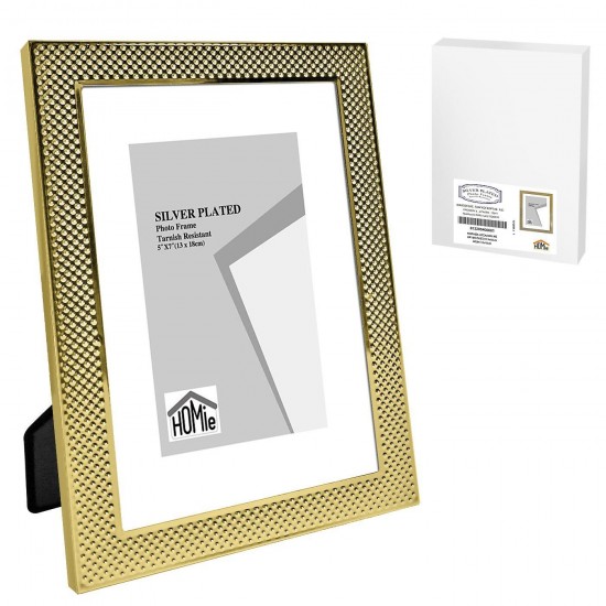 Homie Κορνίζα Ατσάλινη με Χρυσή Πλέξη 13x18cm
