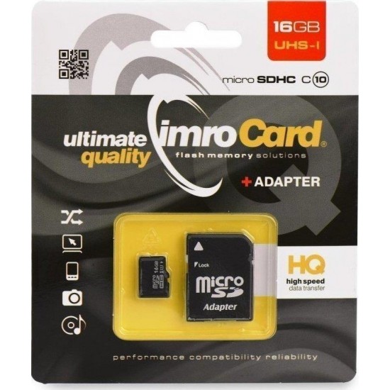 Imro Κάρτα Μνήμης 16GB MicroSDHC Class 10 With Adapter